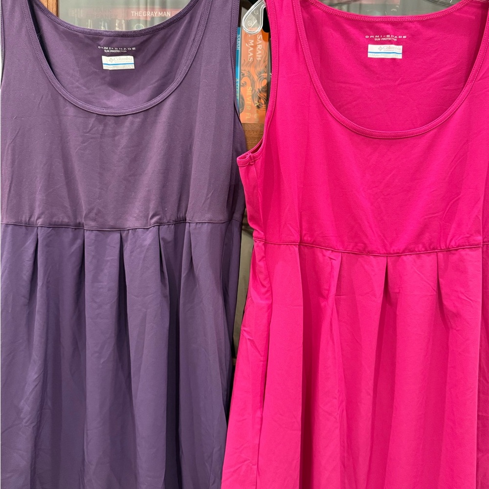 Columbia Women's Pleated Dresses in Purple and Pink